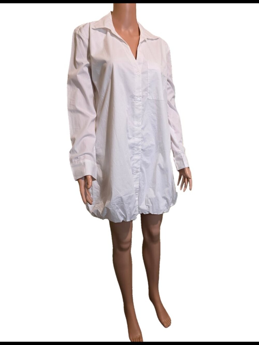 Halogen Cotton Bubble Hem Popover Shirtdress White XS NWT Flawed - Picture 2 of 14
